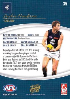 2014 Select AFL Honours Series 1 #35 Lachie Henderson Back